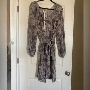 Johnny Was Isla Peasant Mini Dress Large Velvet Jade Collection NWT